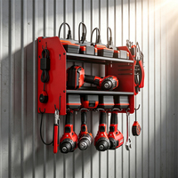 Support mural robuste en métal/acier pour garage, organisateur d'outils électriques avec étagère de rangement pour outils à main et support mural pour multiprise