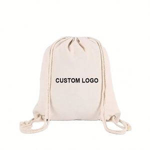 Hot Sale Custom Eco Friendly Plain Natural Shopping Cotton Bag Draw String <b>Backpack</b> Cotton Canvas <b>Drawstring</b> <b>Backpack</b> - Product Image 1
