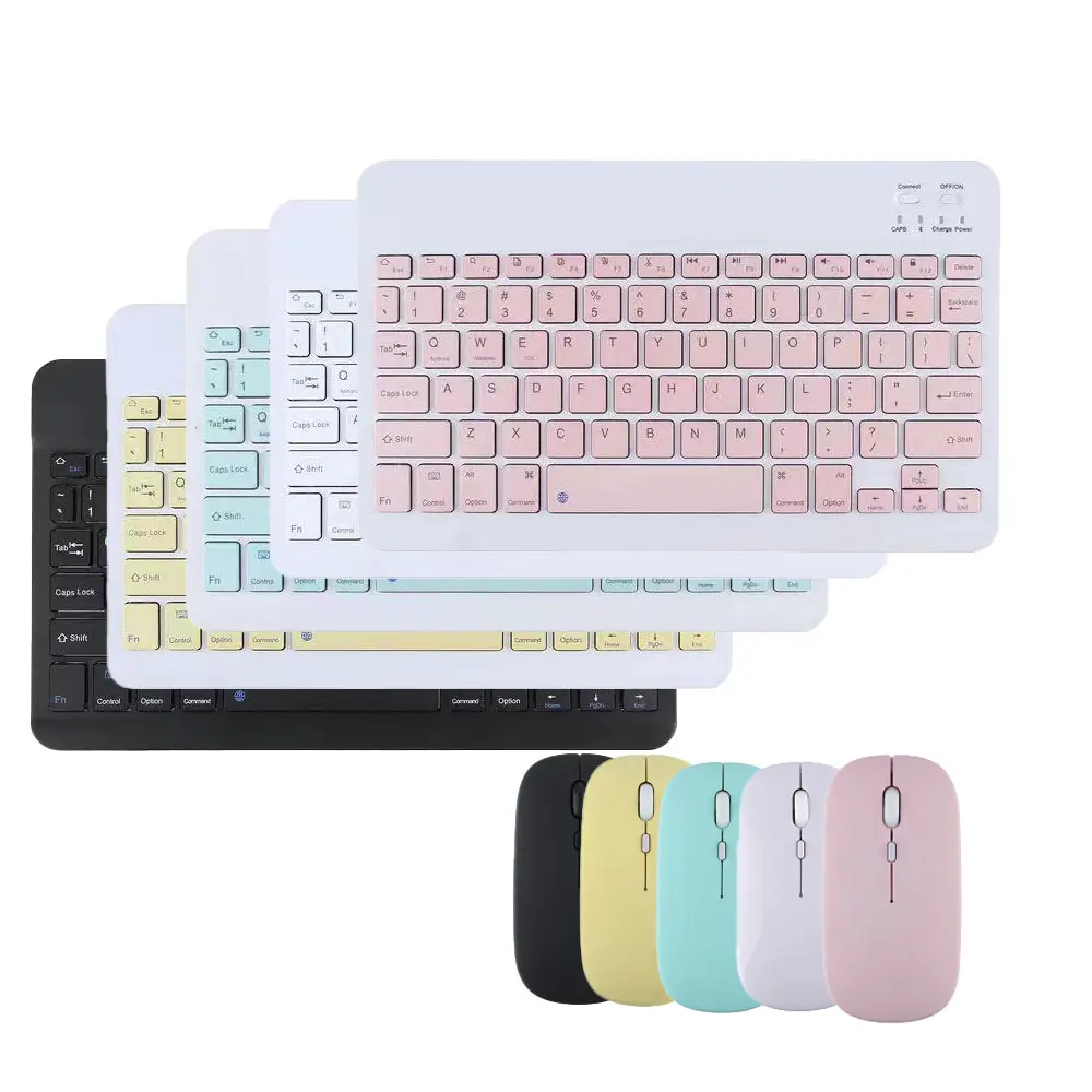 Set papan kunci Mini nirkabel, Keyboard dan Mouse bluetooth Kombo dapat diisi ulang Teclado Klavye untuk ponsel Laptop Tablet Android
