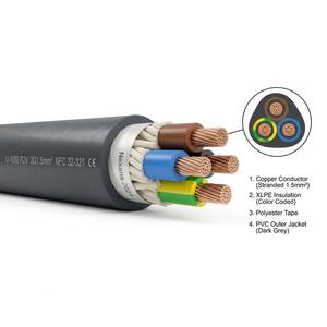 Câble d'alimentation en cuivre multiconducteur 0,6/1 kV <span class=keywords><strong>U</strong></span>-<span class=keywords><strong>1000</strong></span> <span class=keywords><strong>R2V</strong></span> XLPE pour usage industriel, construction, distribution principale, éclairage public - Product Image 3