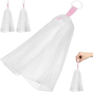 Lot de 3 filets moussants pour savon, pochettes exfoliantes en maille pour le nettoyage du visage, faciles à utiliser pour le corps et la douche - Product Image 1