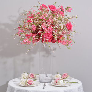 New Wedding Table Decoration Flower Wedding Stage Background Simulation Snow Willow <b>Hydrangea</b> Rose Plastic Ball <b>Artificial</b> Plant - Product Image 2