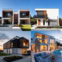 Maison préfabriquée en structure légère en acier, villa moderne préfabriquée, kit de maison à ossature acier en kit, taille personnalisée pour station balnéaire