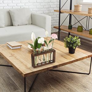 Desktop impianto di vetro stazione di propagazione con 5 provette in legno per interni con supporto a parete appesa fioriera di vetro portavaso - Product Image 5