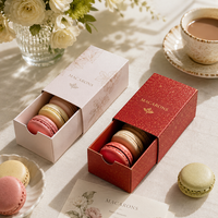 Boîte cadeau pour macarons personnalisée, de qualité alimentaire, en carton kraft avec fenêtre, insert séparateur, emballage pliable, luxe
