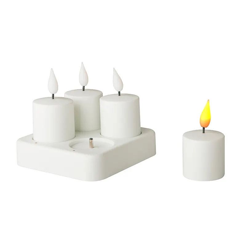 KSWING Bougies rechargeables en plastique blanc Bougie électronique LED Bougie sans flamme LED Tea light pour la décoration de la maison