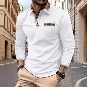 Chemises <span class=keywords><strong>polo</strong></span> pour hommes avec logo personnalisé, manches longues, pour la promotion des ventes de chemises, printemps et automne, design en coton piqué imprimé - Product Image 1