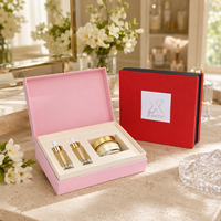 Coffret Cadeau Trio Soins Personnalisés en Carton Ivoire avec Doublure Éponge et Lamination Mate - Boîte Rigide de Luxe Moderne pour 3 Compartiments Précis