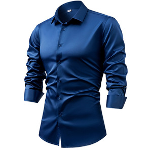 <span class=keywords><strong>Camicia</strong></span> Casual da <span class=keywords><strong>uomo</strong></span> 2025 autunno alla moda taglie forti a maniche lunghe antirughe traspirante con risvolto monopetto da lavoro Casual - Product Image 1