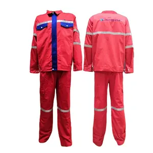 핫 세일 빨간 방연제 정전기 방지 재킷 및 바지 용접 작업복 산업 노동자 세트