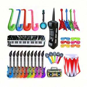 Ensemble de microphones de guitare gonflables en PVC écologique - Accessoires de fête musicaux amusants avec impression sérigraphique pour cadeaux promotionnels et scène - Product Image 1