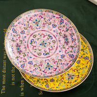 Assiettes plates rondes en porcelaine émaillée moderne, écologiques, motif végétal, vaisselle de luxe, logo personnalisé, pour les fêtes