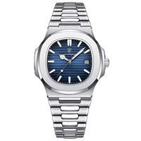 Montre pour femme de luxe, élégante, à quartz, cadran carré de 40 mm, aiguilles lumineuses, bracelet en acier inoxydable étanche