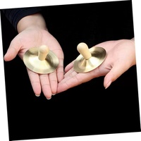 Orff Percussion Instruments Mini Brass Hand Cymbals Wooden Grip Brass Hand Cymbals Traditional Chinese Musical Instruments