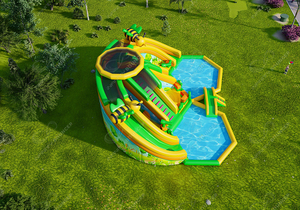 Thương mại khổng lồ trượt nước sân sau Inflatable trượt nước ngoài trời đôi Lane Vàng trượt với hồ bơi - Product Image 6