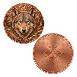 Op maat gemaakte prijs Wildlife Animal 1 2 5 Avdp oz .999 Fijne Koperen Warrior Leeuw Wolf Tijger Munt met logo - Product Image 1