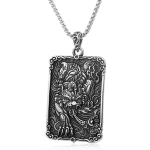 Yunnique – collier avec pendentif Qilin en acier inoxydable pour hommes, bijoux à la mode en acier titane rétro, style Punk, créature mythique - Product Image 1