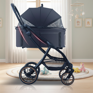Grande carrello in tessuto impermeabile a 4 ruote di lusso lavabile passeggino da viaggio <span class=keywords><strong>per</strong></span> animali domestici pieghevole <span class=keywords><strong>per</strong></span> grandi gatti <span class=keywords><strong>cani</strong></span> camminatori trasportini - Product Image 5