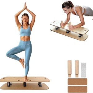 Planche d'équilibre en bois avec ressort, double face, pour entraînement de fitness, Pilates et exercices de yoga - Product Image 1