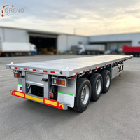 Semi-remorque plateau 3 essieux 40 pieds 60 tonnes usage intensif avec plancher en acier antidérapant, suspension pneumatique et points d'arrimage pour l'exportation