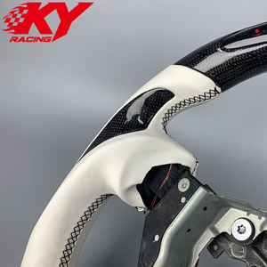 Volant sport LED en cuir blanc et fibre de carbone personnalisé, compatible avec Nissan 370z 350z FX35 FX37 GTR Juke Sylphy Teana - Product Image 2