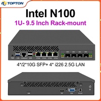 Dispositivo de Firewall de 1U y 9.5 Pulgadas para Montaje en Rack, Router Mini PC con Intel N100, 4*/2*10G SFP, Servidor de Seguridad de Red con Puerta de Enlace de 2.5G