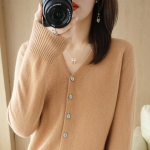 Cárdigan de Punto con Cuello en V para Mujer, Manga Larga, Color Sólido, Suéter para Primavera y Otoño, Tallas MLXLXXL, Corte Recto, Elegante, para el Día a Día - Product Image 2