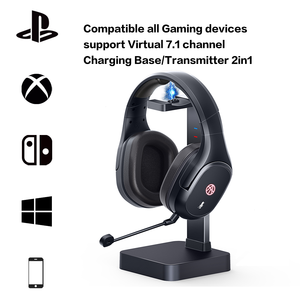2.4GHz Tai nghe không dây 7.1 vòm với sạc máy phát đứng, enc mic độ trễ thấp 7.1 Tai nghe cho PC PS4 ps5 Xbox - Product Image 2