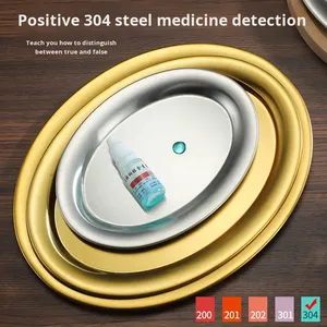 Plateau ovale <span class=keywords><strong>moderne</strong></span> en acier inoxydable Offre Spéciale servant une <span class=keywords><strong>assiette</strong></span> à poisson épaissie en or <span class=keywords><strong>Assiette</strong></span> à dessert fabriquée à l'origine - Product Image 5
