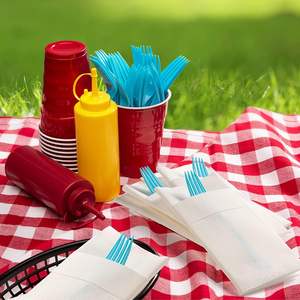 Serviettes de table jetables en <span class=keywords><strong>papier</strong></span> Airlaid effet lin, pré-pliées, avec pochette pour couverts, absorbantes, prix usine - Product Image 5