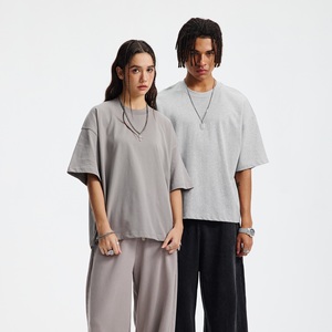 High Quality 100% Cotton Box Fit T-Shirt 275gsm Men's Casual Oversized Hip Hop O-<b>Neck</b> Blank Custom Tee - Product Image 4