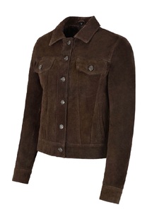 Chaqueta de Mujer de Cuero de Ante Vacuno Marrón 100% Genuino, Corte Clásico, Marca Privada OEM, Venta al Por Mayor, Prenda Exterior de Lujo Minimalista - Product Image 2
