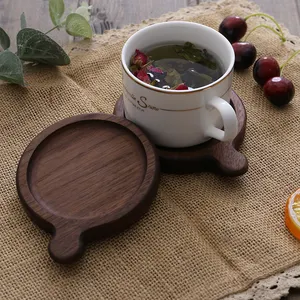 定制黑色实木可洗咖啡茶杯垫吸水豪华杯垫有竞争力的价格复古木制杯垫