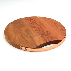 Round Wooden Cutting Board With Metal Handle