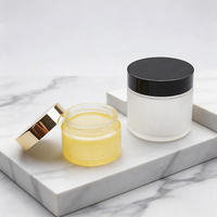Pot en verre borosilicate personnalisé avec étiquette privée, couvercle en plastique/aluminium pour poudre libre, crèmes corporelles, soins de la peau, lotion - 10-50g