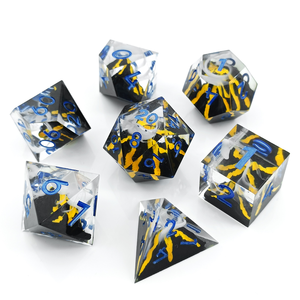 Ensemble de dés polyédriques Feeron HS personnalisés avec logo, 7 pièces, en résine écologique durable, thème aventure pour adultes, fleurs roses - Product Image 1
