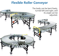 Convoyeur à rouleaux flexible robuste, convoyeur à rouleaux accordéon extensible par gravité avec roulettes pour le transport de marchandises en entrepôt