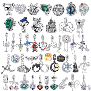 S925 argent mort pendentif crâne tête <span class=keywords><strong>château</strong></span> oeil <span class=keywords><strong>du</strong></span> <span class=keywords><strong>diable</strong></span> veilleuse elfe citrouille lanterne perle breloque pour Bracelet Halloween cadeau - Product Image 1