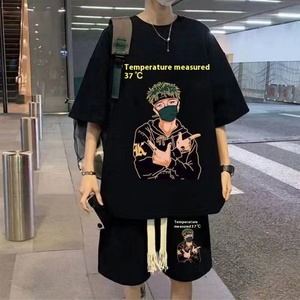 Men's Casual Summer Dress Plus Size Comfortable <b>Knitted</b> Polyester/Cotton Digital Printed T-shirt Short Sleeve Shorts Waffle <b>Set</b> - Product Image 2