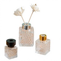 Bouteille diffuseur d'arômes en verre sodocalcique transparent gaufré transfrontalier 100 ml, mécanisme diffuseur de parfum carré vide pour bâtonnets