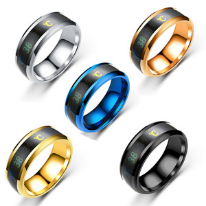 도매 무변색 18K 금 은 PVD 도금 스테인리스 스틸 변색 온도 감응 무드 반지 여성 남성용 주얼리 - Product Image 2