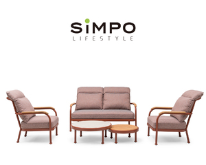 SIMPOLIFESTYLE Mobilier d'extérieur haut de gamme COCO Lounger 2 places Fauteuil de jardin Terrasse Hôtel Resort Aluminium Teak Ensemble de canapés en tissu - Product Image 3