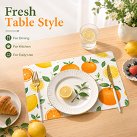 Napperon Imprimé Fruits Orange Citron Vif en PP PEVA, Imperméable, Facile à Nettoyer, Protection de Table d'Été Fraîcheur Agrumes, Tapis Décoratif