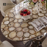 Table à manger en agate blanche semi-précieuse rétroéclairée sur mesure pour villa, hôtel, appartement