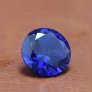Batu Zirkonia Kubik Bulat Potongan Berlian Harga Besar Safir Sintetis Biru Cemerlang