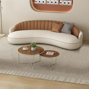 Canapé de réception incurvé de style crème pour salons de beauté, boutiques de robes de mariée, petits appartements, forme spéciale créative pour salon - Product Image 1