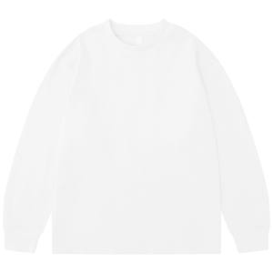 เสื้อยืดแขนยาวคอกลมสีพื้นผ้าถักนิตติ้งเนื้อหนาผ้าฝ้าย 100% สำหรับผู้ชายทรงโอเวอร์ไซส์แบบลำลอง - Product Image 2