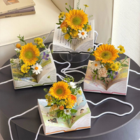 Caixa de Flores em Forma de Livro com Alça de Corda, Vaso de Flores Estilo Livro, Caixa de Presente para Floristas por Atacado
