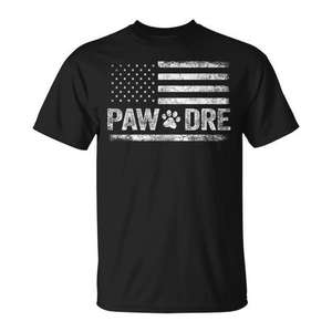 Camiseta Paw Dre con Estampado de Pata de Perro y Bandera de Estados Unidos, Manga Corta, Cuello Redondo, Unisex, para Adultos, Ropa Promocional - Product Image 1
