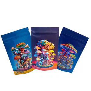 Customized 3.5G Holographic Mylar Bag Aluminum Foil/Kraft Paper Food Bag Standing Zipper Lock Resealable Packaging With Window